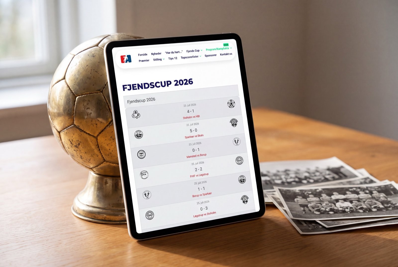 Fjends Cup – kampe og resultater vist på iPad