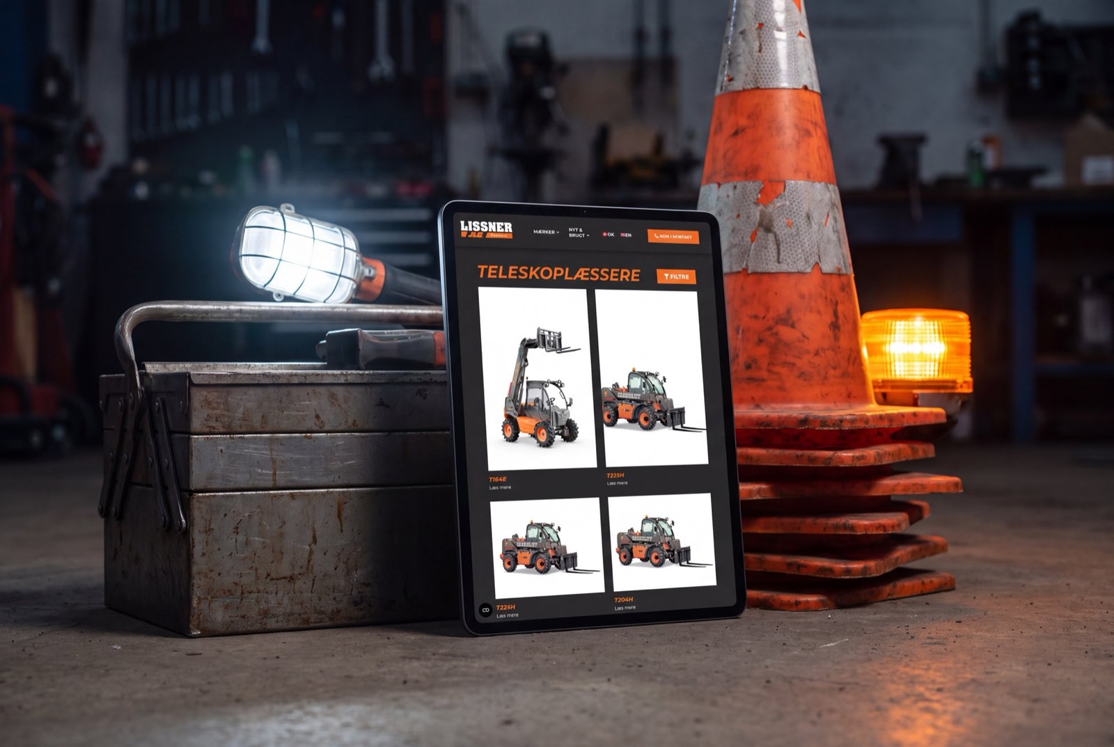 Lissner – produktkatalog med teleskoplæssere vist på iPad